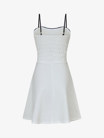 Robe patineuse à buste et taille rayés - Blanc - 2
