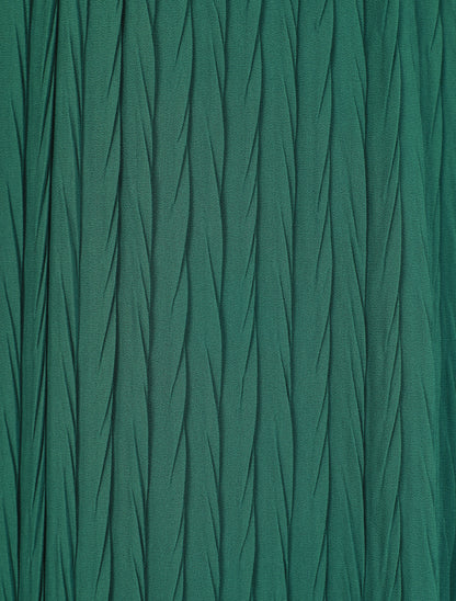 Robe longue à jupe et manches plissées - Vert sapin - 3