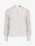 Blouse en voile unie à manches en dentelle - Blanc - 1