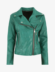 Perfecto droit en simili coupe droite - Vert sapin - 5