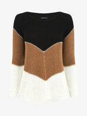 Pull en maille à motif V irisés - Noir - 1