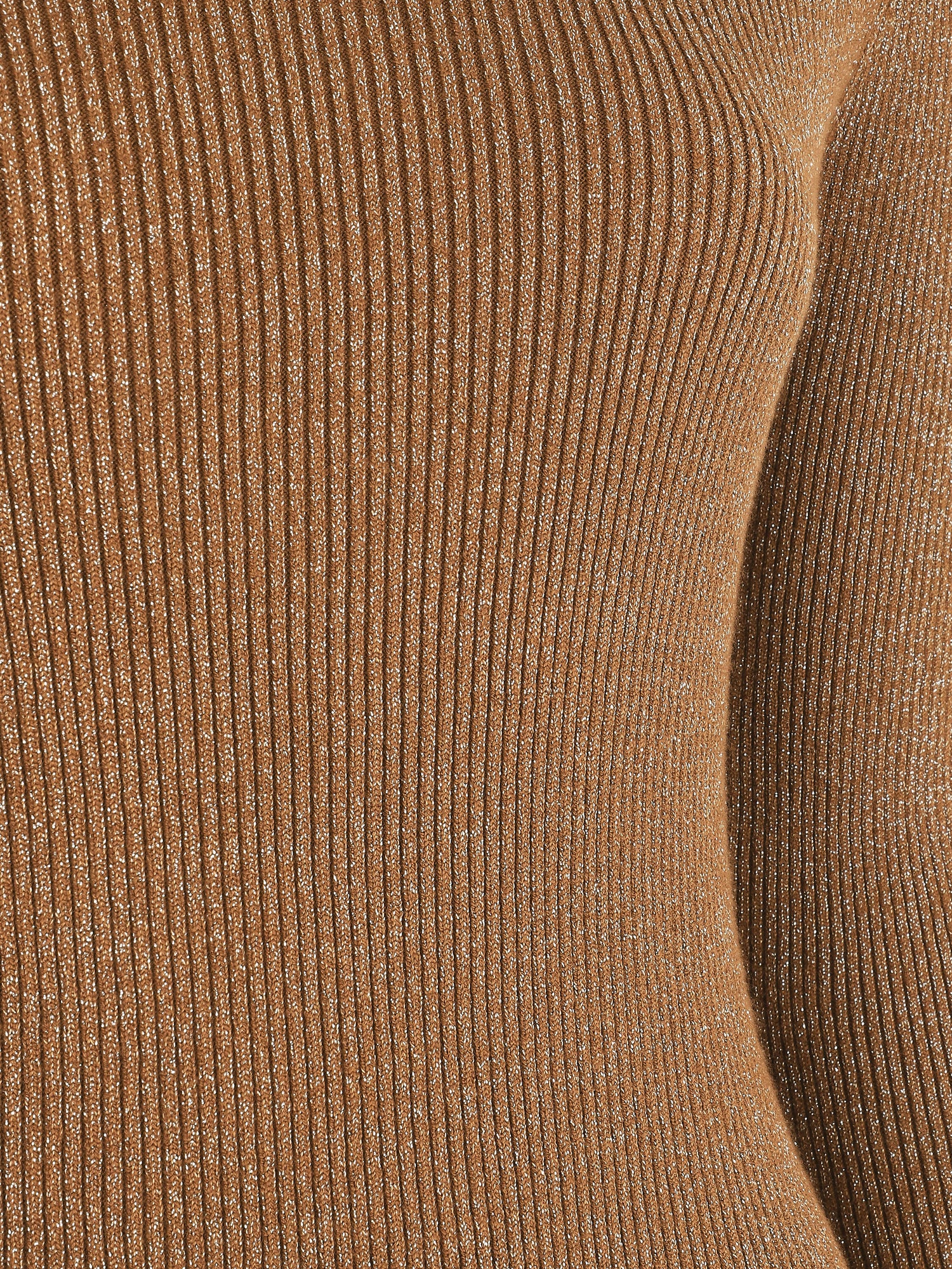 Pull col roulé ajusté et irisé - Camel - 3