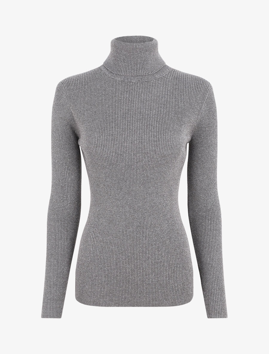 Pull col roulé ajusté et irisé - Gris - 5