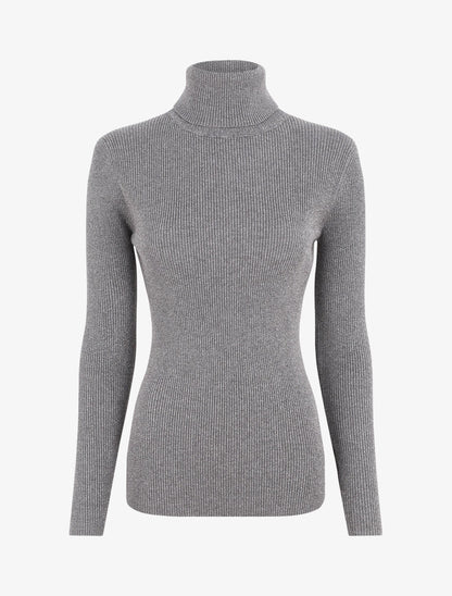 Pull col roulé ajusté et irisé - Gris - 5