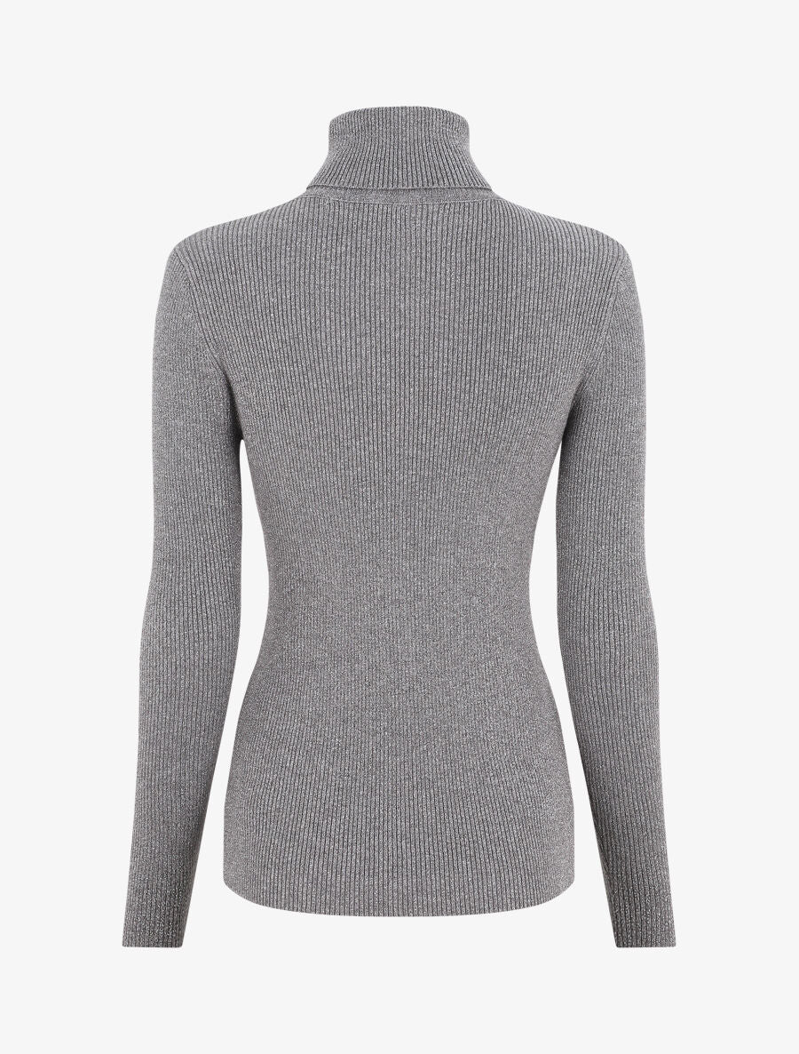 Pull col roulé ajusté et irisé - Gris - 2