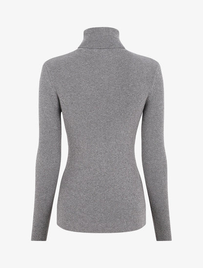 Pull col roulé ajusté et irisé - Gris - 2