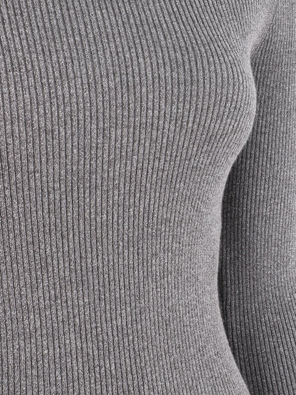 Pull col roulé ajusté et irisé - Gris - 3