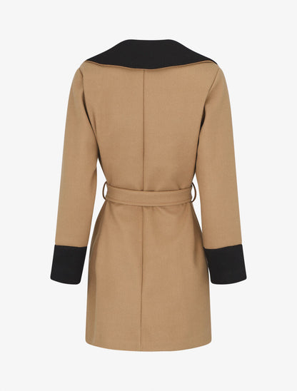 Manteau mi-long en laine mélangée - Camel - 2