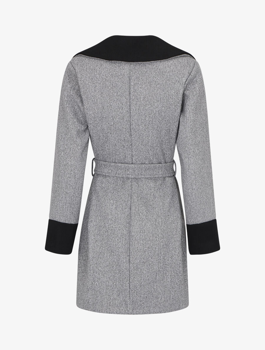 Manteau mi-long en laine mélangée - Gris - 2