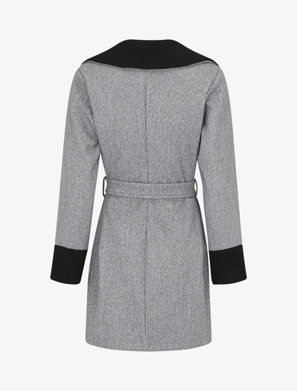Manteau mi-long en laine mélangée - Gris - 2