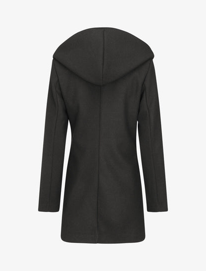 Manteau mi-long zippé à capuche - Noir - 2
