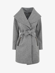 Manteau à col châle - Gris chiné - 1
