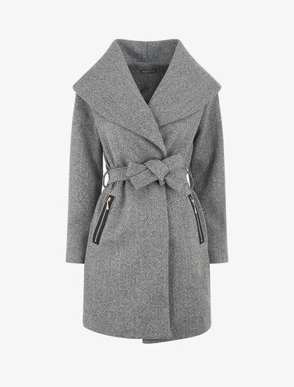 Manteau à col châle - Gris chiné - 1