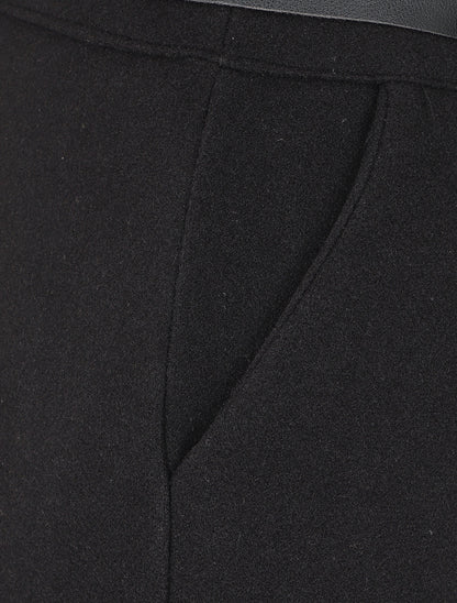 Pantalon épais uni coupe droite - Noir - 3
