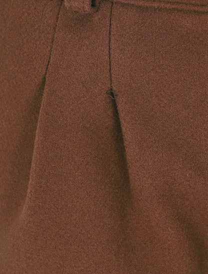 Pantalon épais uni coupe droite - Marron - 3