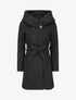 Manteau mi-long ceinturé à capuche - Noir - 3