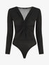 Body uni à col V - Noir - 1
