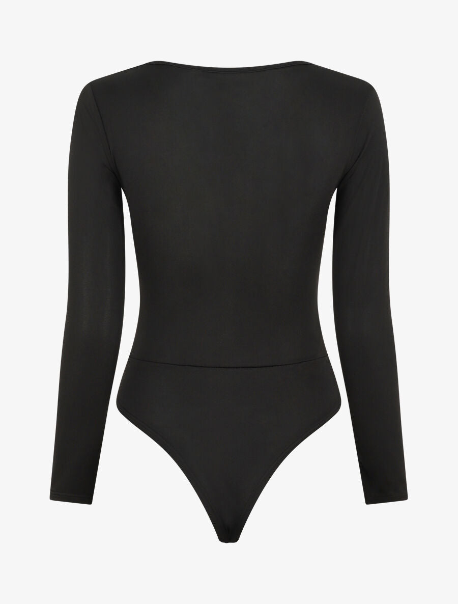 Body uni à col V - Noir - 2