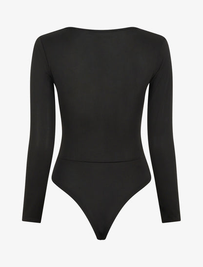Body uni à col V - Noir - 2