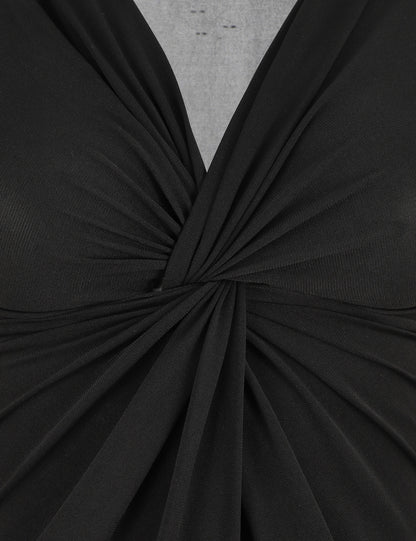 Body uni à col V - Noir - 3