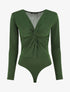 Body uni à col V - Vert sapin - 1
