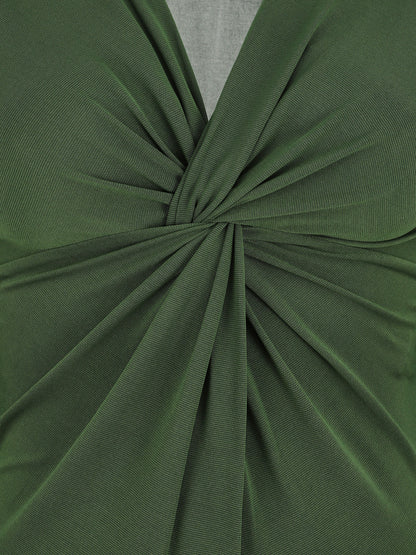 Body uni à col V - Vert sapin - 3