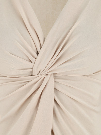Body uni à col V - Beige - 3