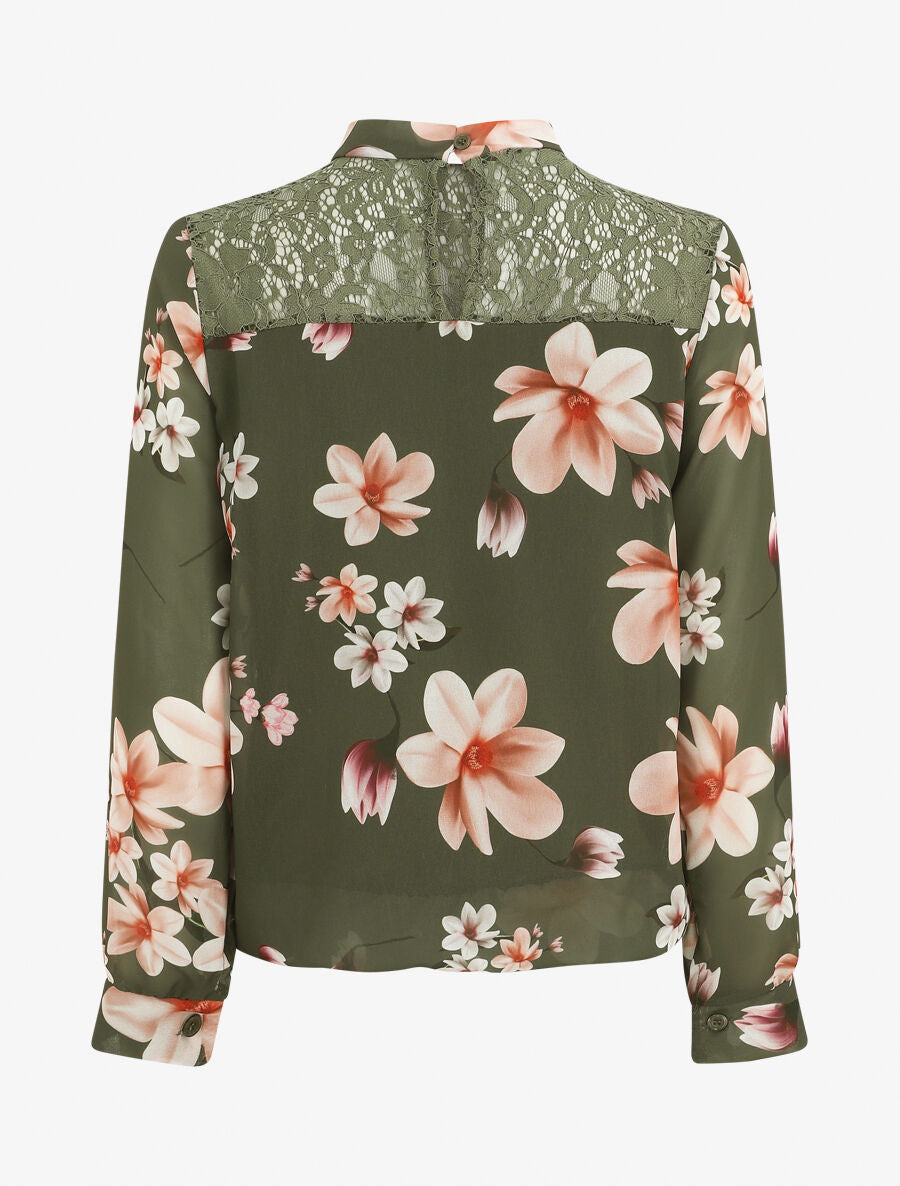 Top fleuri en dentelle - Kaki - 2