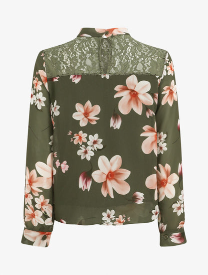 Top fleuri en dentelle - Kaki - 2