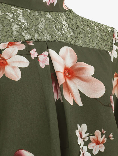 Top fleuri en dentelle - Kaki - 3