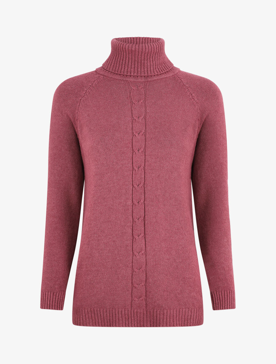 Pull droit à col roulé - Mauve - 4