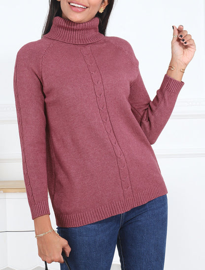 Pull droit à col roulé - Mauve - 3