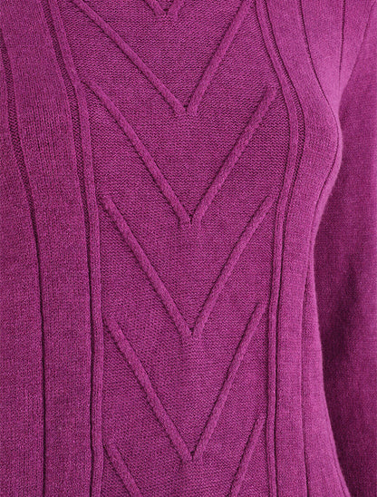 Pull doux à col montant - Violet - 3