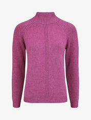 Pull fin uni à col montant - Mauve - 1