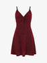 Robe patineuse pailletée à bretelles - Rouge - 1