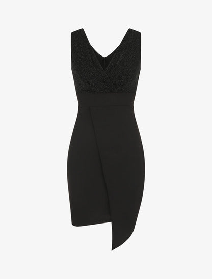 Robe style portefeuille à paillettes - Noir - 1