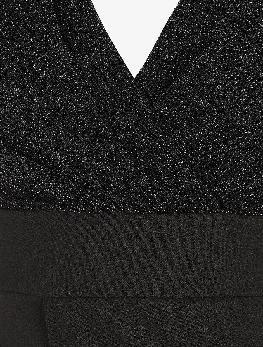 Robe style portefeuille à paillettes - Noir - 3
