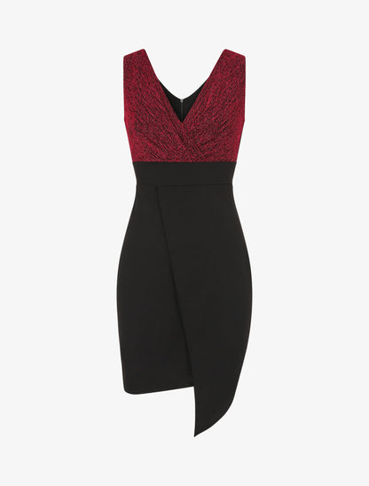 Robe style portefeuille à paillettes - Rouge - 5