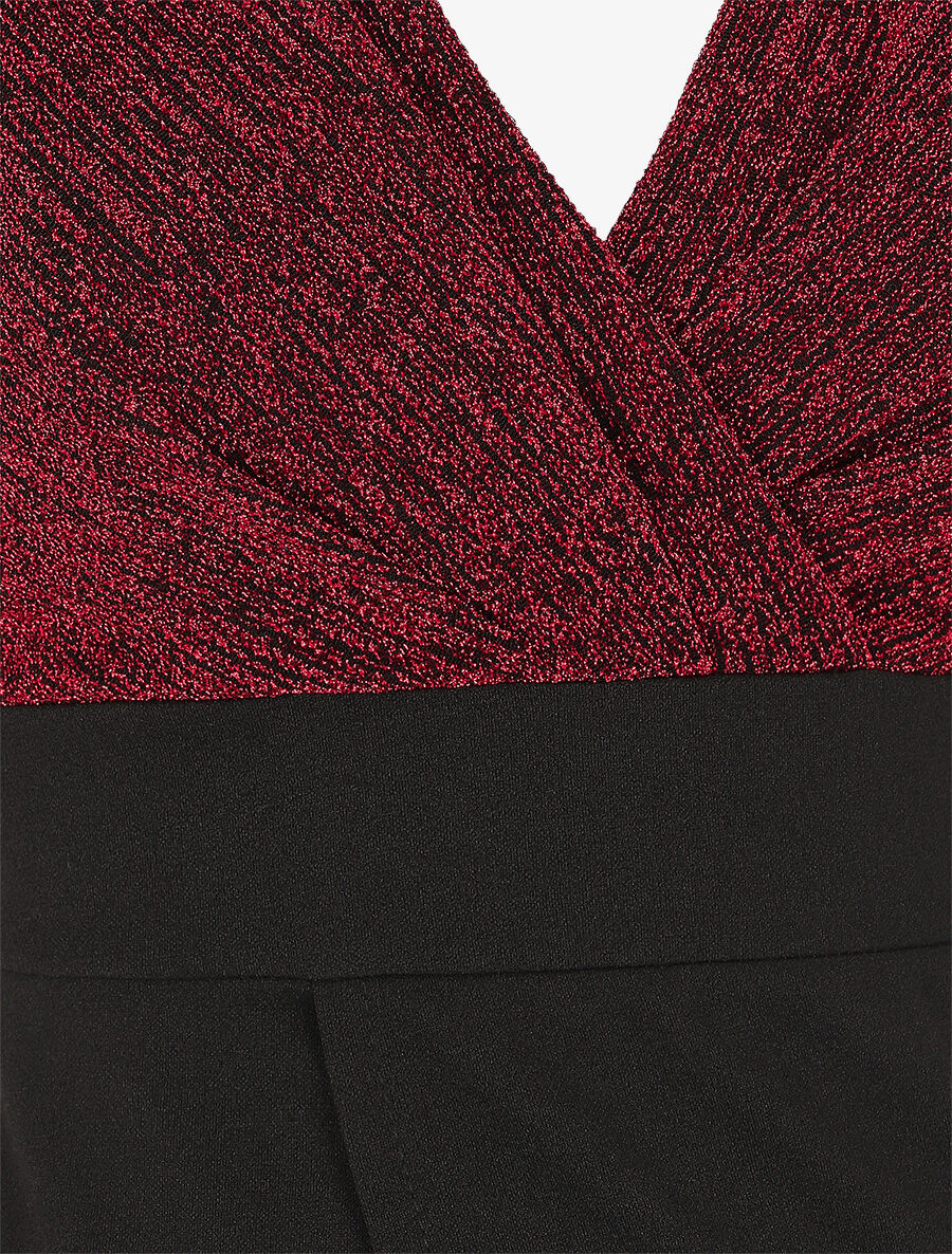 Robe style portefeuille à paillettes - Rouge - 3