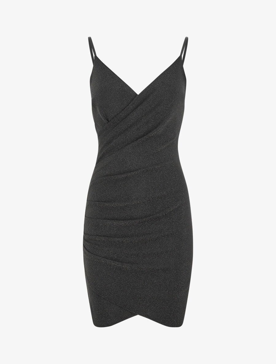 Robe courte effet drapé et pailleté - Noir - 2