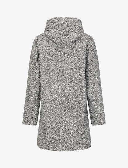 Manteau mi-long bouclé à capuche - Gris clair chiné - 2