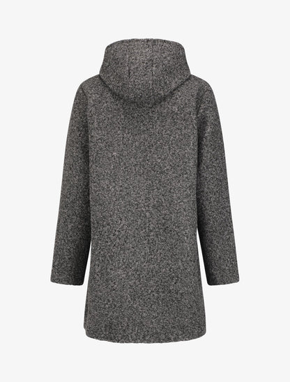 Manteau mi-long bouclé à capuche - Gris foncé - 2
