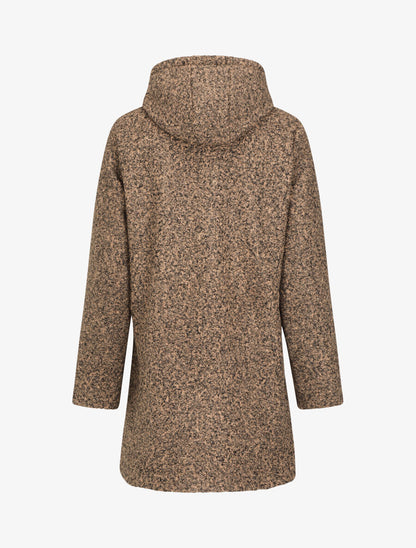 Manteau mi-long bouclé à capuche - Camel chiné - 2