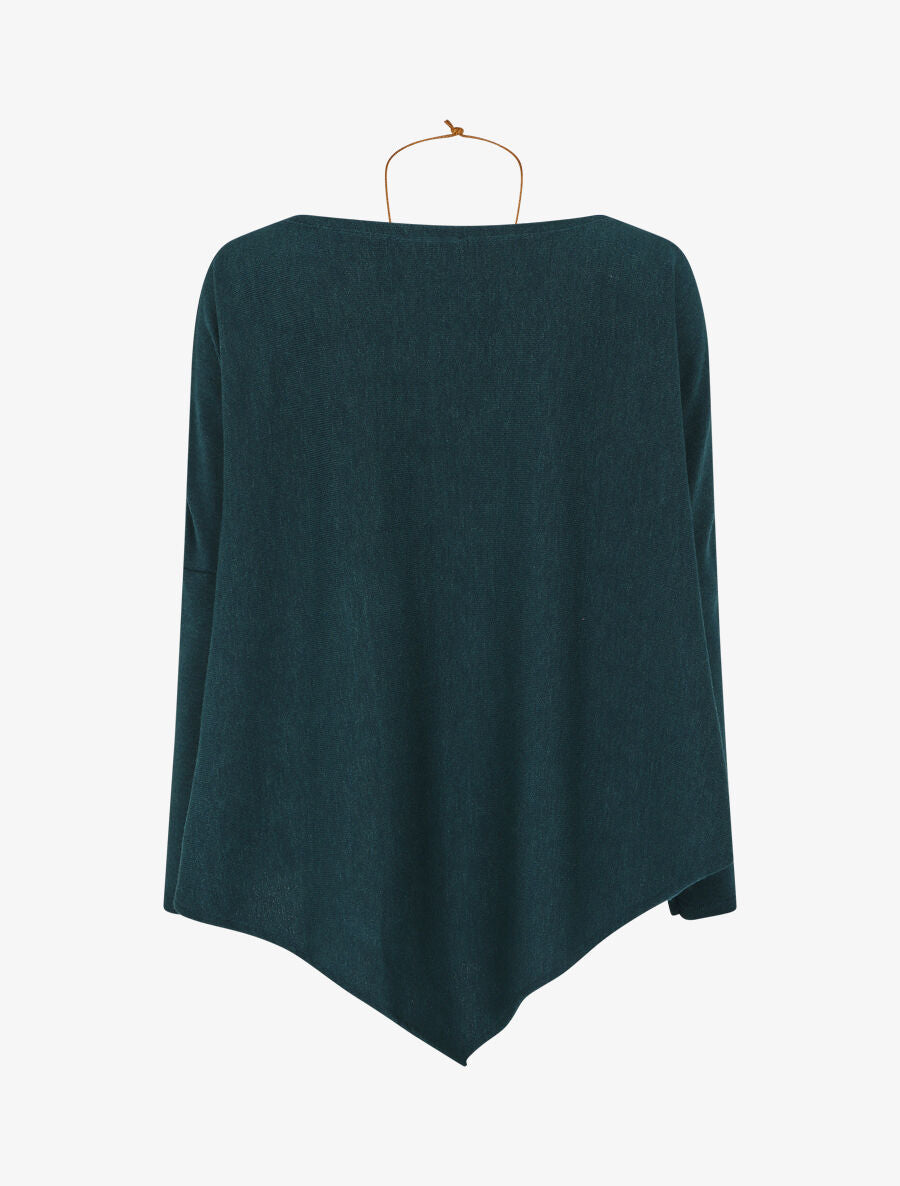 Pull ample uni en V - Bleu canard - 2