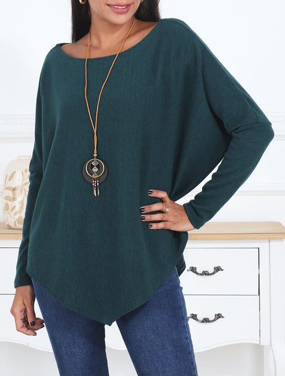 Pull ample uni en V - Bleu canard - 4