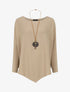 Pull ample uni en V - Beige - 1