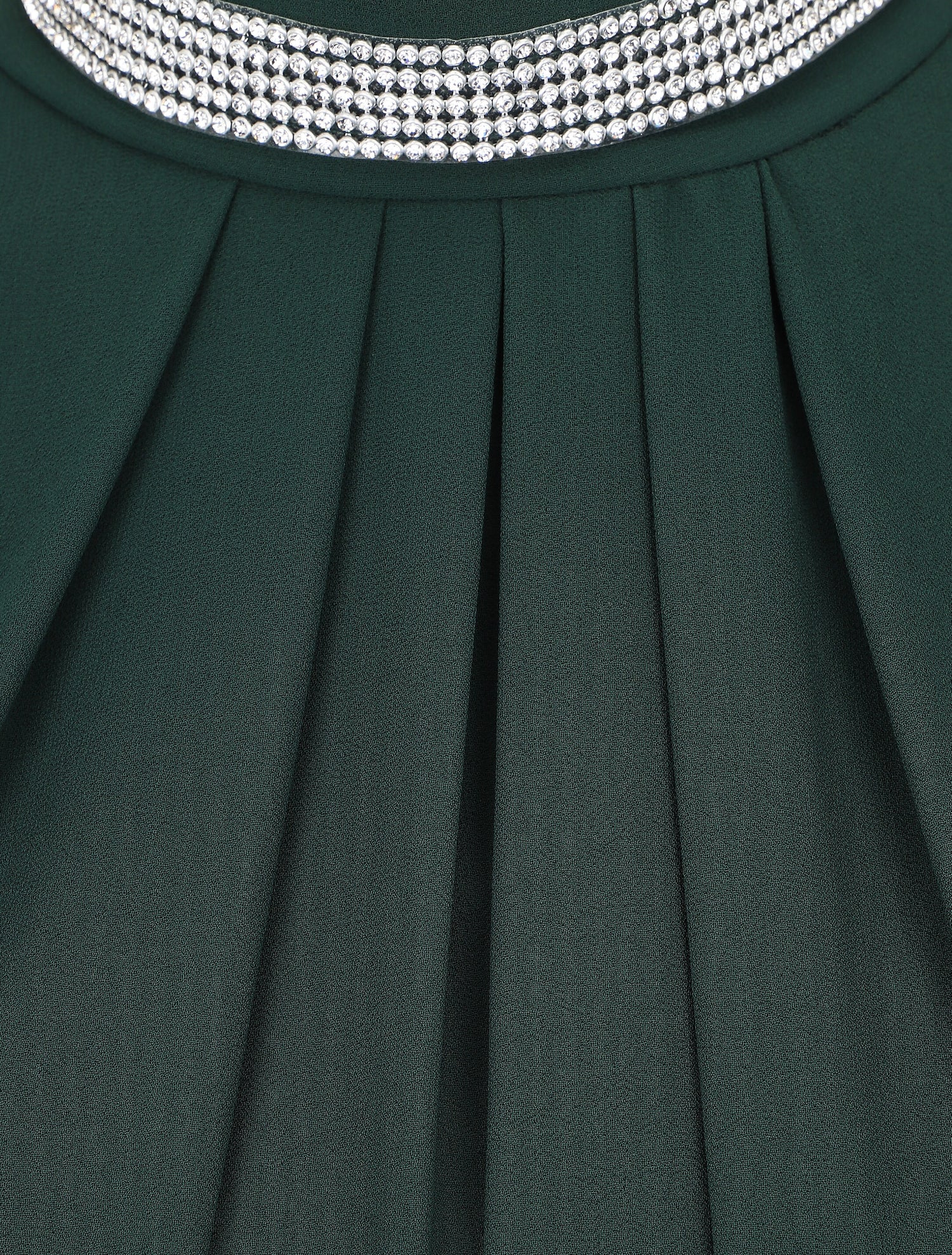 Top en voile uni à col bijoux - Vert sapin - 3