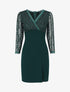 Robe droite à buste et manches en dentelle et sequins - Vert sapin - 5