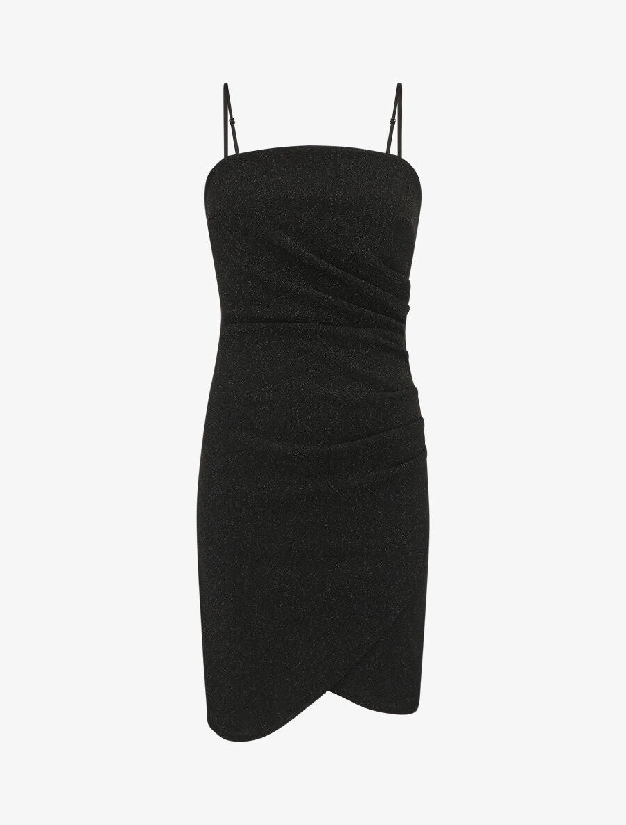 Robe drapée moulante pailletée - Noir - 1