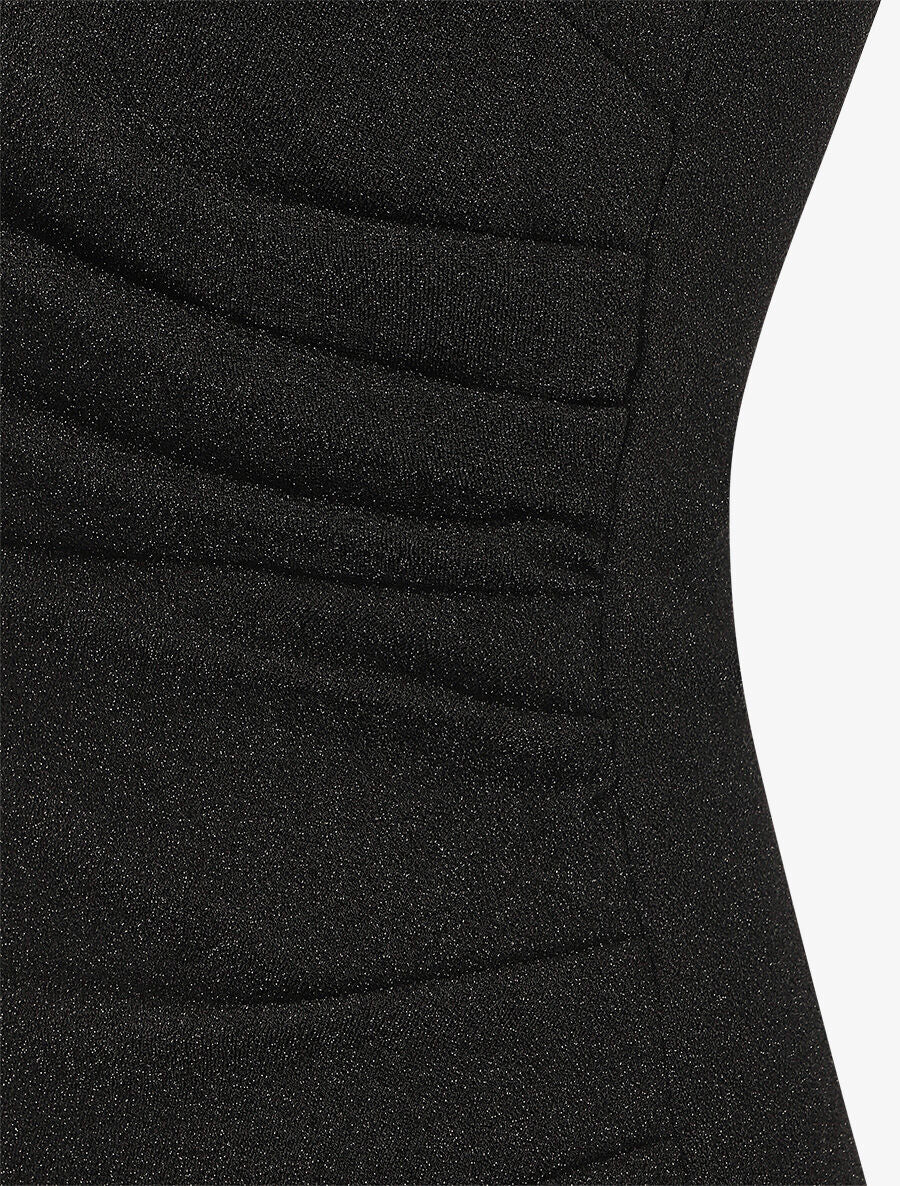 Robe drapée moulante pailletée - Noir - 3